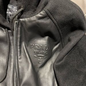 Prada leather/fleece jacket / hoodie. Like new XXXL Retail $3450
